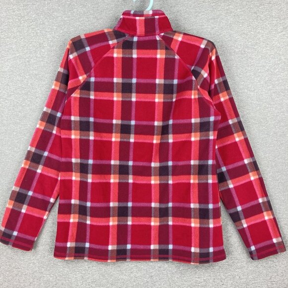Eddie Bauer Women's Fleece Pullover Sweatshirt Sz Small Red Plaid Mock Neck NWOT - Picture 2 of 8